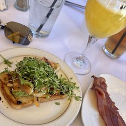 Avocado Toast with Bacon and Mimosa Avocado Toast with Bacon and Mimosa