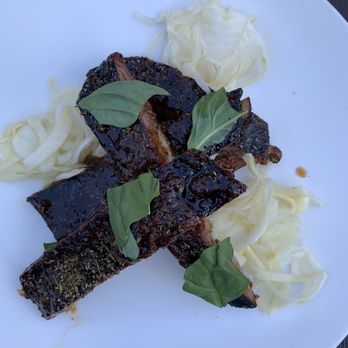 The Lark - 6-Hour Oak Smoked Duroc Pork Ribs Yum! Tender and amazing - New American Near Me - Santa Barbara, California The Lark - 6-Hour Oak Smoked Duroc Pork Ribs Yum! Tender and amazing - New American Near Me - Santa Barbara, California