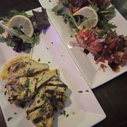 Grilled artichokes and bruschetta