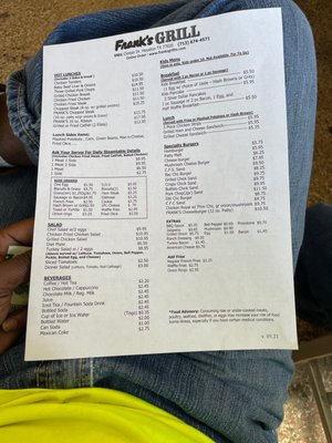 Menu photo 5 Frank's Grill Houston, TX