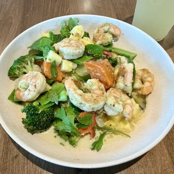 Flower Child - Spicy Coconut Green Curry with Shrimp - Salad Near Me - Riverton, Utah Flower Child - Spicy Coconut Green Curry with Shrimp - Salad Near Me - Riverton, Utah