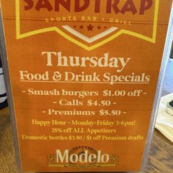 Sandtrap Bar & Grill - Menu specials.