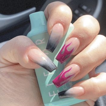 Bonitas Nails Spa - Pink black fill with flame detail! - Nail Salons Near Me - Mesa, Arizona