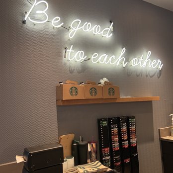 Starbucks - a coffee shop with a neon sign that says be good to each other - Coffee & Tea Near Me - Little Rock, Arkansas Starbucks - a coffee shop with a neon sign that says be good to each other - Coffee & Tea Near Me - Little Rock, Arkansas