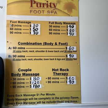 Purity Foot & Body Spa - Prices - Massage Near Me - Marina, California
