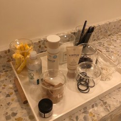 milk + honey | Culver City - Some of the products available in the women's bathroom. They also have body cream and mouthwash.