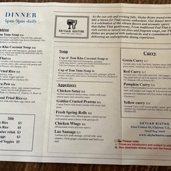 Skylar Bistro - Dinner menu