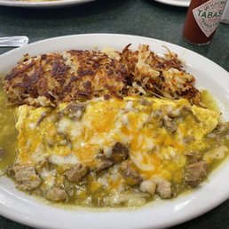 Homemade Pork Chili Verde Omelette