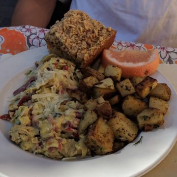 Alana's Cafe - Mediterranean scramble with coffee cake - Breakfast & Brunch Near Me - Burlingame, California Alana's Cafe - Mediterranean scramble with coffee cake - Breakfast & Brunch Near Me - Burlingame, California