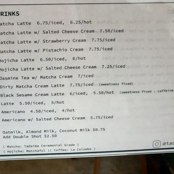 Tadaima - Marina - Drinks menu - Cafes Near Me - San Francisco, California Tadaima - Marina - Drinks menu - Cafes Near Me - San Francisco, California