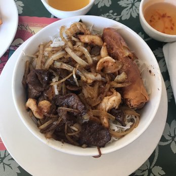 Saigon Restaurant - #47 shrimp and beef noodles with egg roll - Vietnamese Near Me - Wichita, Kansas Saigon Restaurant - #47 shrimp and beef noodles with egg roll - Vietnamese Near Me - Wichita, Kansas