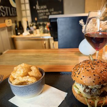 Alta Bistro - Alta Cheeseburger with chicharrones - French Near Me - Whistler, British Columbia Alta Bistro - Alta Cheeseburger with chicharrones - French Near Me - Whistler, British Columbia