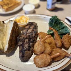 Idaho Joes - NY strip with shrimp and baked potatoe