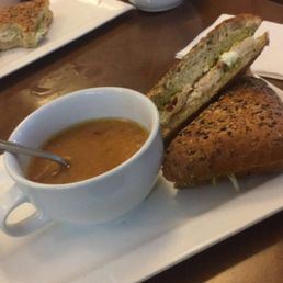 Roasted chicken panini and lentil soup Roasted chicken panini and lentil soup