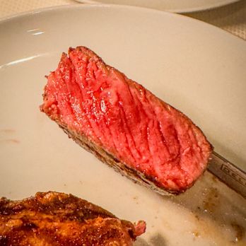 Delmonico's - Sign of good grill master. Pink extends fully with an even cook. No graying of the edges which happens with inexperienced grill guy. - Steakhouses Near Me - New York, New York Delmonico's - Sign of good grill master. Pink extends fully with an even cook. No graying of the edges which happens with inexperienced grill guy. - Steakhouses Near Me - New York, New York