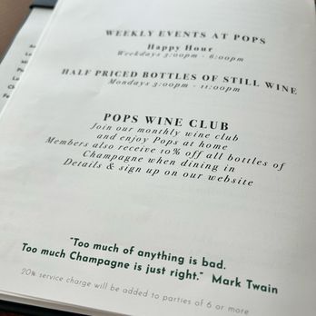 Pops for Champagne - Drink Menu - Wine Bars Near Me - Chicago, Illinois