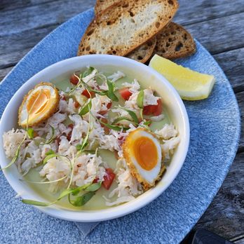 The Boat Inn - Pea panacotta crab dip - Pubs Near Me - Erbistock, WRX The Boat Inn - Pea panacotta crab dip - Pubs Near Me - Erbistock, WRX