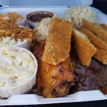 Grace's Inn - Combination Plate chicken katsu,teri beef hamburger steak,shoyu chicken ,brown rice, macaroni salad ,Asian coleslaw, kimchee@ Grace's Inn - Fast Food Near Me - Honolulu, Hawaii