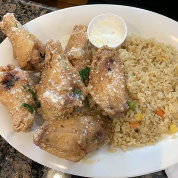 Bayou Grill - Garlic Parmesan Chicken Wings and double side of fried rice - Seafood Near Me - Pearland, Texas Bayou Grill - Garlic Parmesan Chicken Wings and double side of fried rice - Seafood Near Me - Pearland, Texas