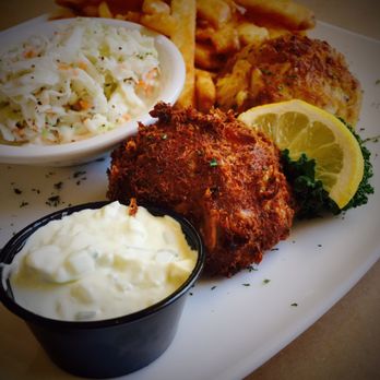 Dolly Spankers - Crab cake dinner. One fried and one broiled. Very tasty!! - Seafood Near Me - Delaware City, Delaware