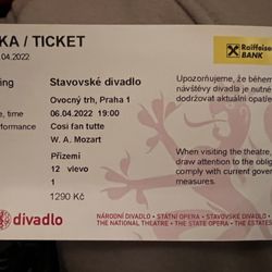 Stavovské divadlo - My ticket