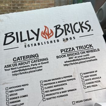Billy Bricks Pizza & Ice Cream - Pizza box from Billy Bricks with GF checked - Pizza Near Me - Highwood, Illinois