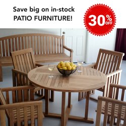 JULY only! 30% off Teak Patio Furniture:  https://spasbythebay.com