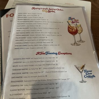 Forma Santa Monica - Drinks Menu - Italian Near Me - Santa Monica, California