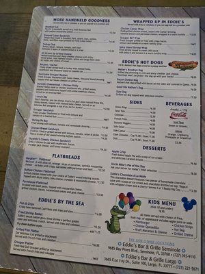 Menu photo 1 Eddie's Bar & Grill Dunedin, FL