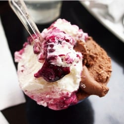 G For Gelato - Blueberry cheesecake and chocolate gelato
