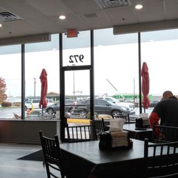 This is what the eating area looks like, with tables along one wall. This is what the eating area looks like, with tables along one wall.