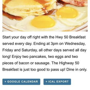 Gold Ranch Casino - Como Cafe - Gold Ranch website showing breakfast special that they have canceled but still advertise online. - New American Near Me - Dayton, Nevada