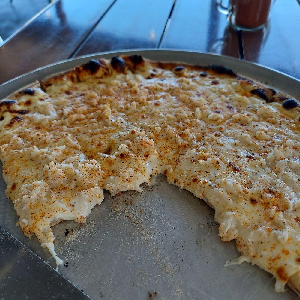 Bear Brick Oven Pizza - Crab pizza... couldn't wait for the picture to be taken - Pizza Near Me - Silver Spring, Maryland