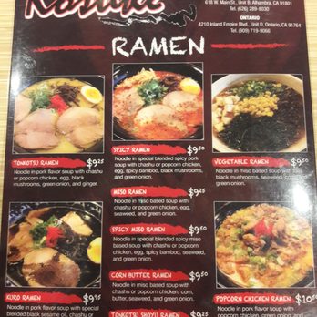 Kosuke Ramen - Front side menu - Ramen Near Me - Ontario, California