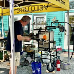 Bayside Gallery - Fun glassblowing demo with a local studio  set up behind the shop.