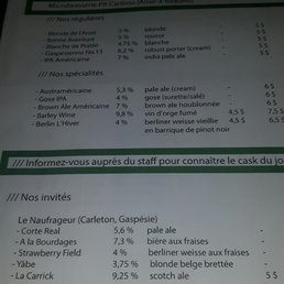 Recent beer list. Recent beer list.