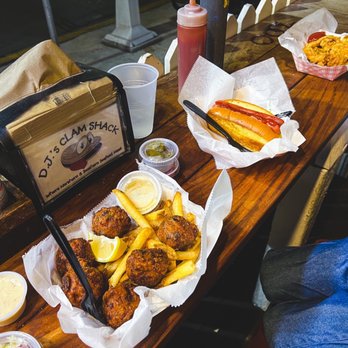 DJ's Clam Shack - Conch fritter, hot dog, chicken tender - Seafood Near Me - Key West, Florida DJ's Clam Shack - Conch fritter, hot dog, chicken tender - Seafood Near Me - Key West, Florida