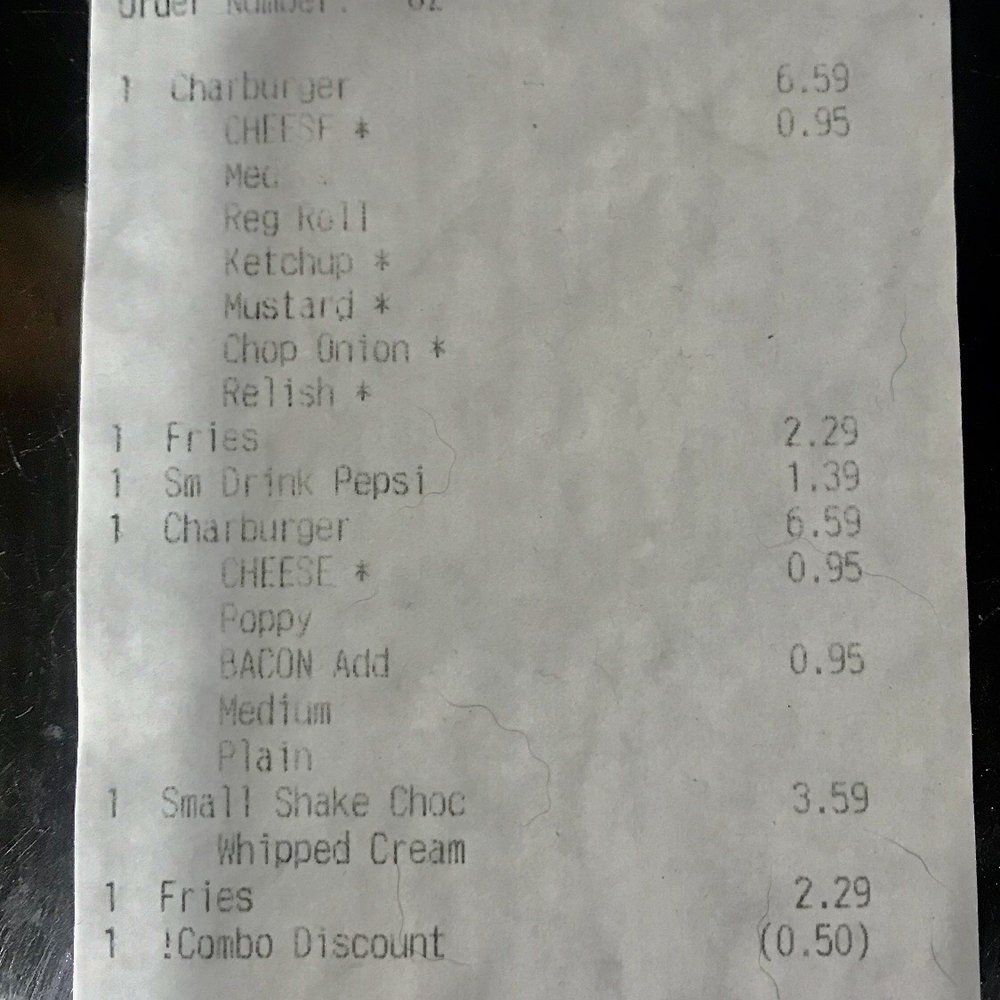 Char-Hut - Recipt yes we had extra slice of bacon on one order , but come on - Burgers Near Me - Davie, Florida Char-Hut - Recipt yes we had extra slice of bacon on one order , but come on - Burgers Near Me - Davie, Florida