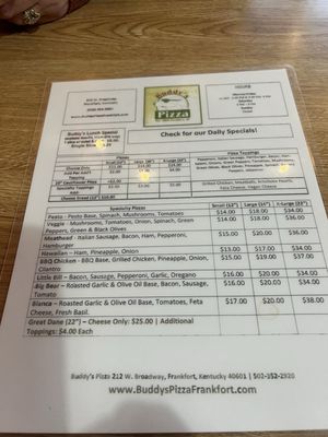 Menu photo 2 Buddy's Pizza Frankfort, KY