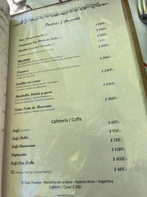 Menu photo 5 Gran Paraiso Buenos Aires, C