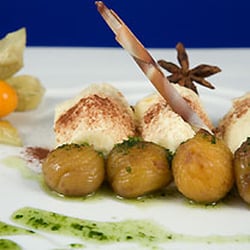Don Bacalao - Chataignes à l'anis, mousse de chocolat blanc et son sirop