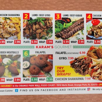 Karam's Gourmet - Menu  (prices as of 2.25.2021) - Mediterranean Near Me - Orange Park, Florida