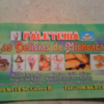 Las Delicias De Michoacan - business card - Ice Cream & Frozen Yogurt Near Me - Cicero, Illinois Las Delicias De Michoacan - business card - Ice Cream & Frozen Yogurt Near Me - Cicero, Illinois