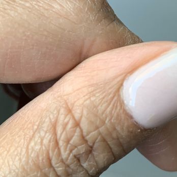 Lush Nails Spa - Trapped hair, cracked polish and this is 2 hours after service. This is also "subtle ombré" - Nail Salons Near Me - Charlotte, North Carolina Lush Nails Spa - Trapped hair, cracked polish and this is 2 hours after service. This is also "subtle ombré" - Nail Salons Near Me - Charlotte, North Carolina