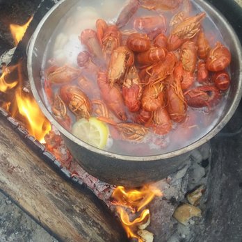 Albion River Campground & Flats Cafe - Seafood boil cooked directly over the campfire. - Campgrounds Near Me - Albion, California