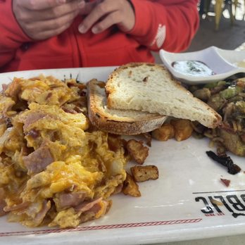 Breakfast Republic - Protein scramble with Brussels sprouts potatoes and bacon - Breakfast & Brunch Near Me - Irvine, California Breakfast Republic - Protein scramble with Brussels sprouts potatoes and bacon - Breakfast & Brunch Near Me - Irvine, California