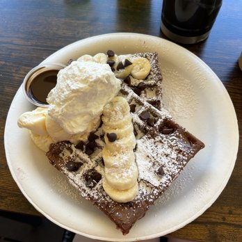 Waffle and Berry - aloha chocolate waffle with banana and nutella added - Waffles Near Me - Honolulu, Hawaii