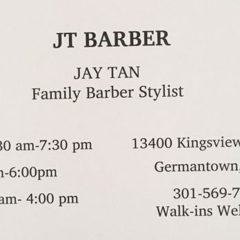 JT Barber - Business Card - Barbers Near Me - Germantown, Maryland