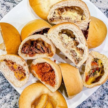 Kolache Factory - a plate of pulled pork sandwiches - Bakeries Near Me - Katy, Texas