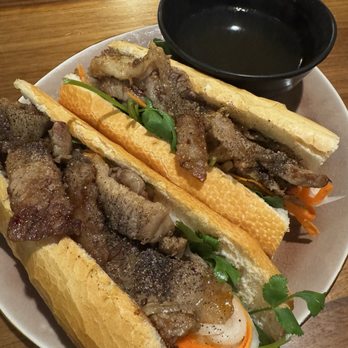 Pho Ever - Alhambra - Banh Mi - Braised Beef Brisket (sliced jalapeños playing hide and seek on the other side of the plate) - Vietnamese Near Me - Alhambra, California Pho Ever - Alhambra - Banh Mi - Braised Beef Brisket (sliced jalapeños playing hide and seek on the other side of the plate) - Vietnamese Near Me - Alhambra, California